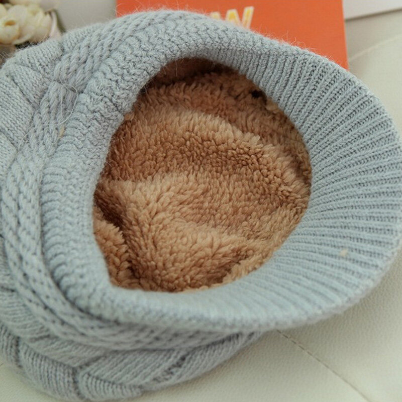 New Autumn Winter Women's Knitting Caps Plush Warm Hats For Small Brim Soft Solid Color Ear Protection Hoods Gift for Mom
