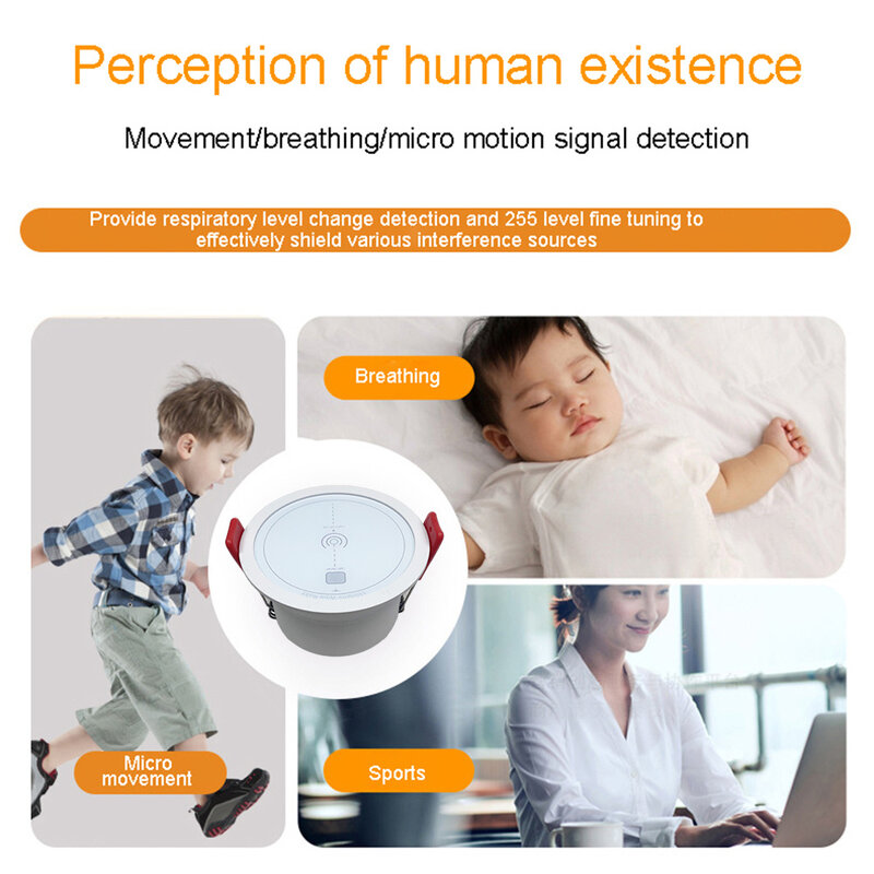 1 ~ 8 buah instalasi nyaman Sensor kehadiran manusia ultra-sensitif otomatisasi pintar Doodle deteksi presisi tinggi 24g