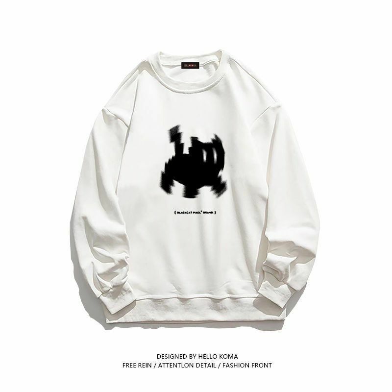 2023 New Psychedelic Black Cat Print Long Sleeve Sweater Streetwear Women Lovers Loose Top Fashion Sweatshirts Gothic Clothes