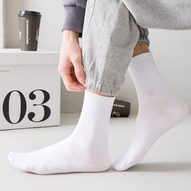 Мужские носки, хлопковые дышащие длинные деловые носки в стиле Харадзюку, однотонные джентльменские носки Soxken, спортивные носки на открытом воздухе, 5 пар/лот
