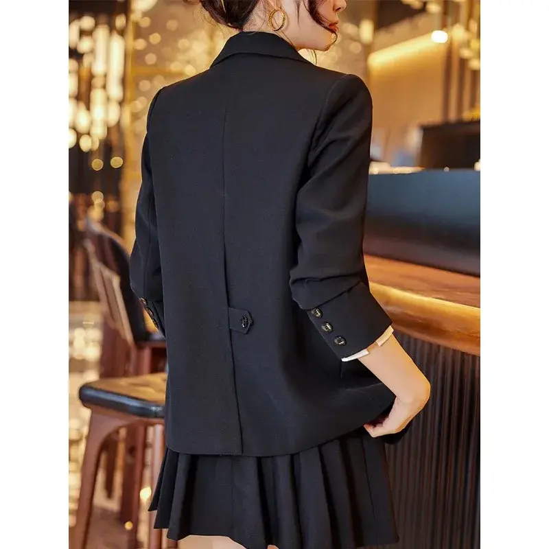 여성용 긴팔 싱글 브레스트 스트레이트 코트, 그린 다크 브라운 블랙 블레이저 재킷, 여성 패션