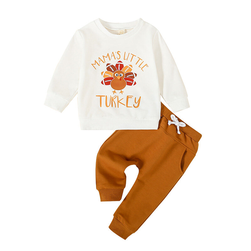 Neonato neonato ragazza vestito del ringraziamento piccolo tacchino girocollo felpa camicie pantaloni Set vestiti del ringraziamento...
