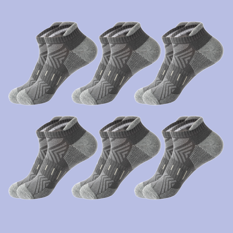 ถุงเท้าผู้ชาย6คู่ถุงเท้ากีฬาถุงเท้าผ้าฝ้ายดับกลิ่นดูดซับเหงื่อถุงเท้าข้อต่ำหนา