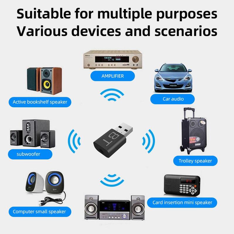 جهاز استقبال الصوت وجهاز إرسال الصوت بتقنية البلوتوث USB ، راديو السيارة ، ستيريو AUX ، محول لاسلكي ، B8K9