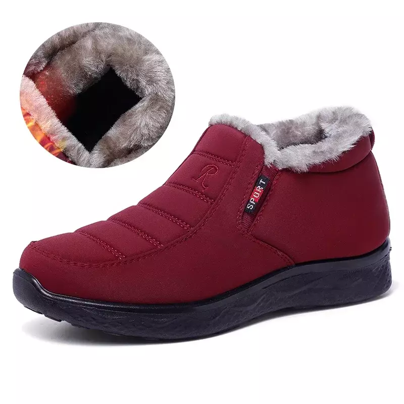 Sapatos de algodão impermeáveis antiderrapantes para mulheres, botas de neve quentes, leves, sola macia, inverno, novo, 2023