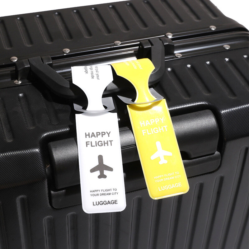 Sangles d'étiquettes de bagage mignonnes, étiquettes abrasives, nom d'identification de valise, adresse, accessoires d'avion en PVC