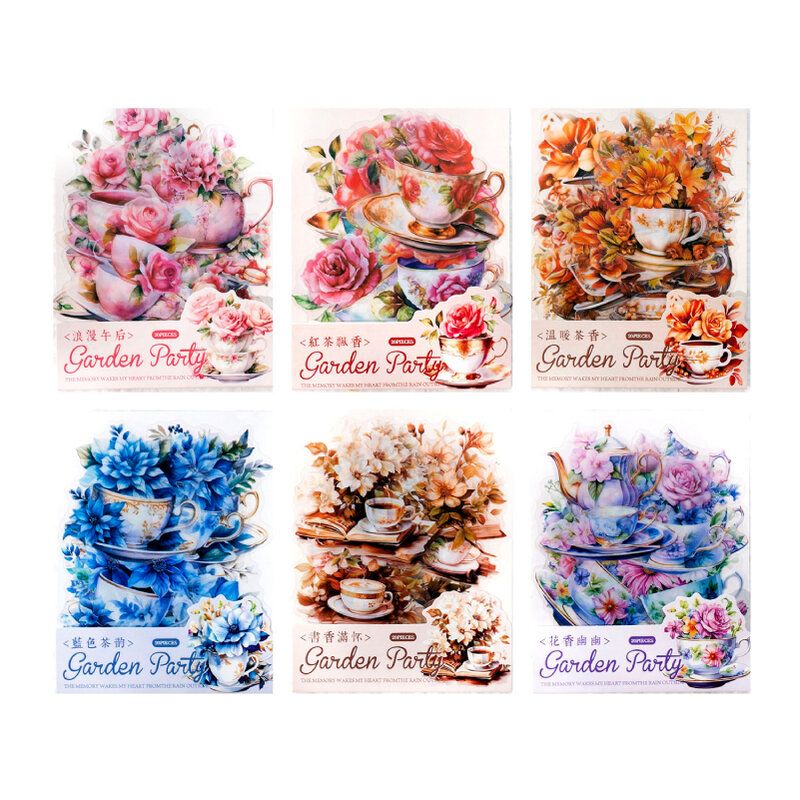 12paks/LOT Garden Tea Party Series series retro markers photo album decoration PET sticker