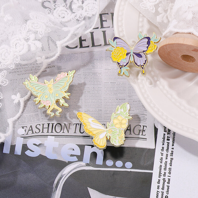 Эмалированные значки на заказ, искусственные значки Seleme, значки с лацканами, животные, ювелирные изделия, подарок для детей, друзей, цветочные крылья, бабочки