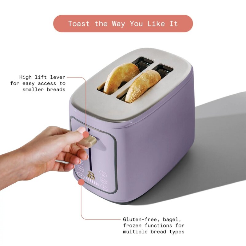 2023 nowy piękny 2-kromkowy toster z ekranem dotykowym, lawendowy autorstwa Drew Barrymore