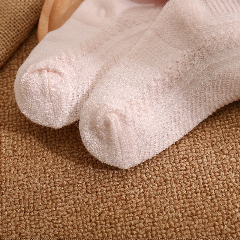 Conjunto de 3 pares/lote de meias de malha fina para o bebê, meias de algodão respirável com arco, acessórios bonitos para recém-nascido
