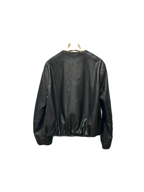 Женская короткая куртка из натуральной кожи, черная свободная однобортная локомотивная куртка, верхняя одежда, зима 2023
