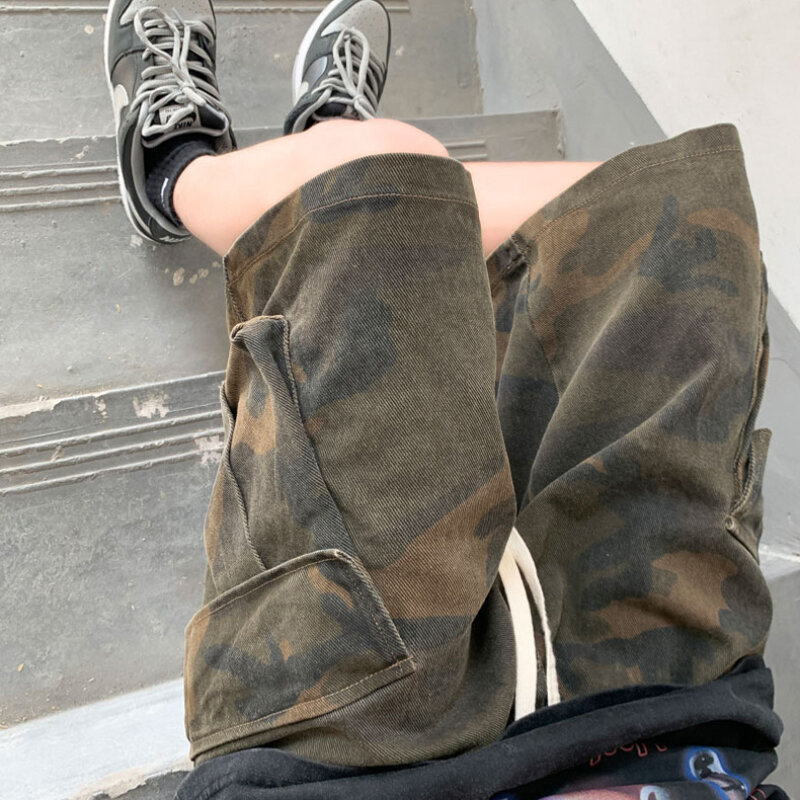 Camouflage Shorts Mannen High Street Populaire Grote Zak Zomer Knielengte All-Match Daily American Style Man Losse Trekkoord