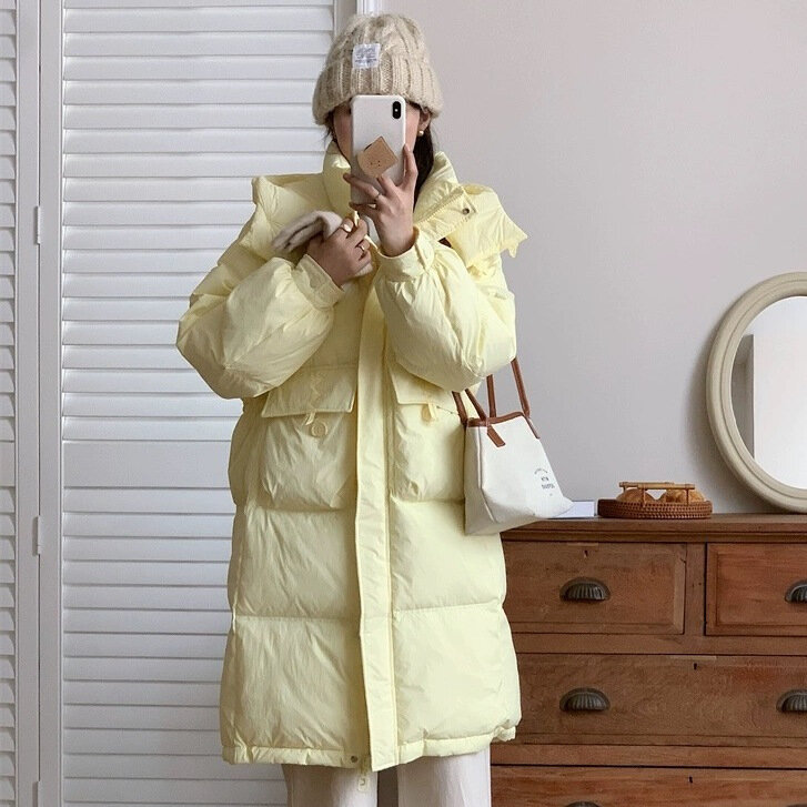Mantel bertudung untuk wanita, mantel bertudung kasual tebal ukuran besar longgar mode Musim Dingin 2023
