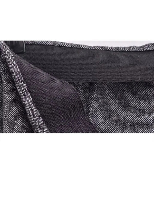 HH TRAF-Pantalon Long artificiel astique pour Femme, Taille Haute, Coupe Slim, Jambes Droites et Larges, Tenue de Bureau, Printemps