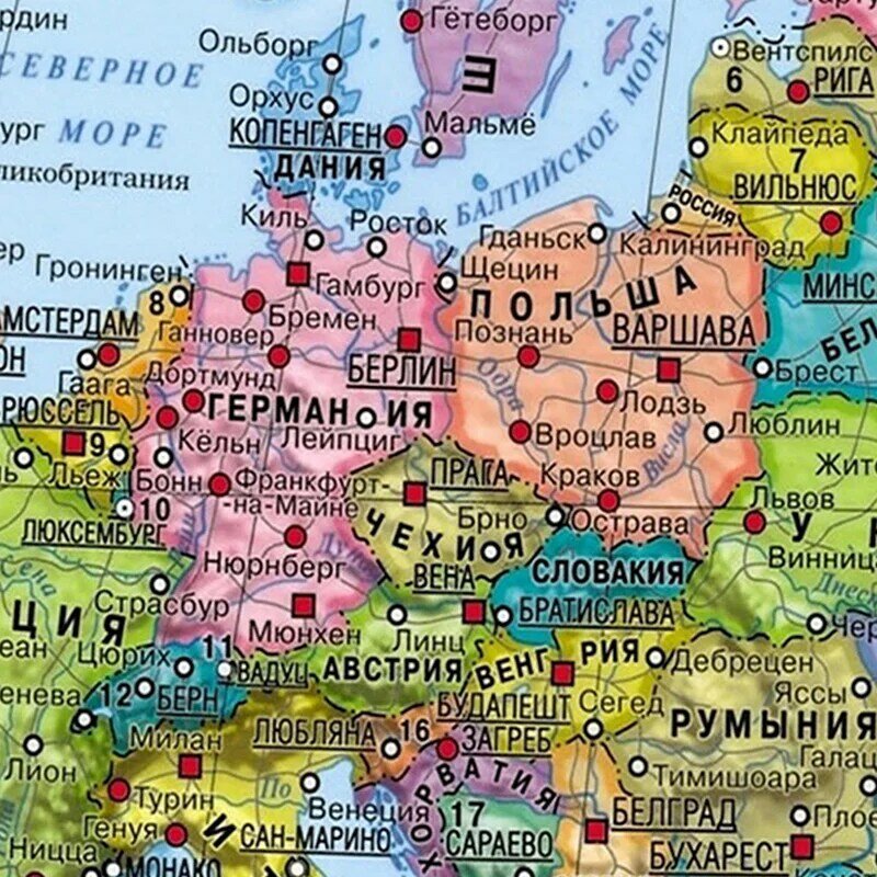 75*50cm mapa del mundo en ruso, pintura en lienzo, póster de pared, material educativo para escuela, decoración del hogar para sala de estar