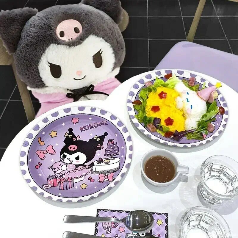 Sanrio Kuromi Kawaii праздничные одноразовые скатерти для девочек детский день рождения наклейка десерт украшение стола