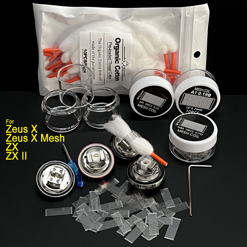 Zeus X Bubble Glass Base Gasket Ring Mesh Deck para Zeus X, Ni80 KA1 Mesh Coil, 0.17 0.19 0.2 Meshwork Cotton Tool Accessory