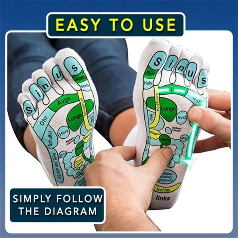Acupressure Reflexology Socks Yoga Foot Massage Foot Point Diagram Acupoint Socks With Massage Stick