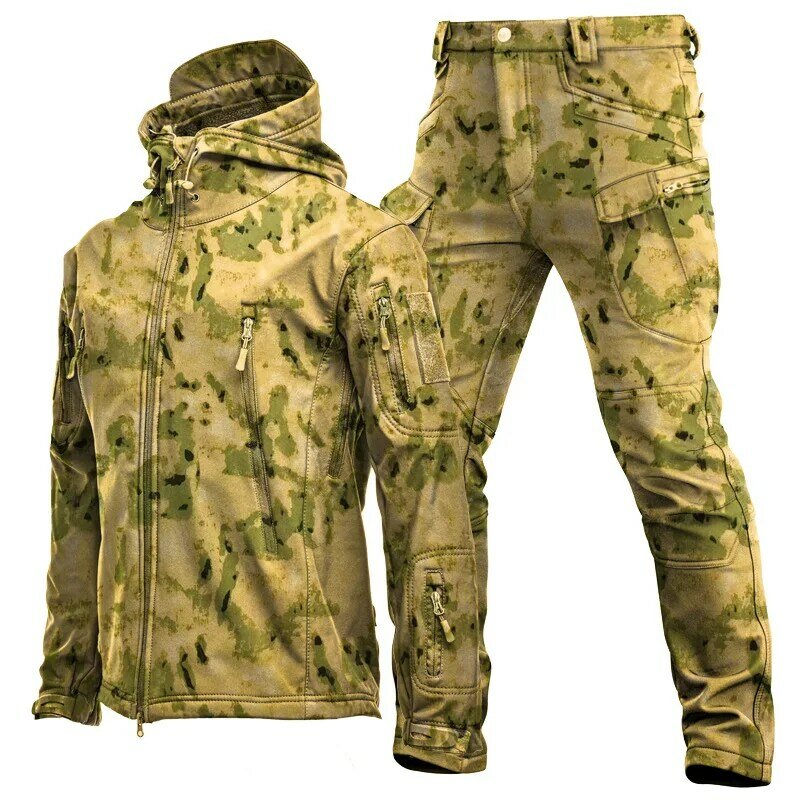 Vestes d'entraînement spéciales imperméables pour hommes, uniforme cargo militaire chaud, coquille souple trempée, coupe-vent, sourire, hiver, 5XL