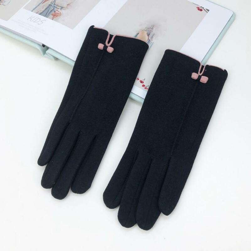 Women Winter Gloves 1 Pair Stylish Windproof Washable  Pure Color Winter Gloves for OL