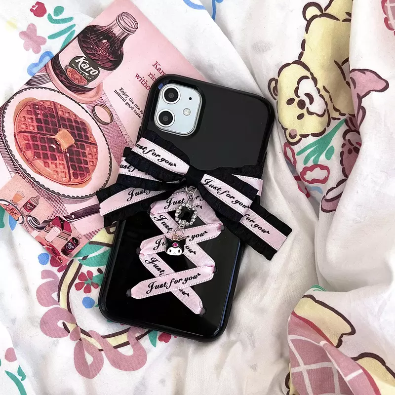 Dophee Original Diamonds Lolita Bowknot TPU Soft Mobile Phone Case Japan Style Cute Princess Phone Covers IPhone 12 13 14 15 Pro