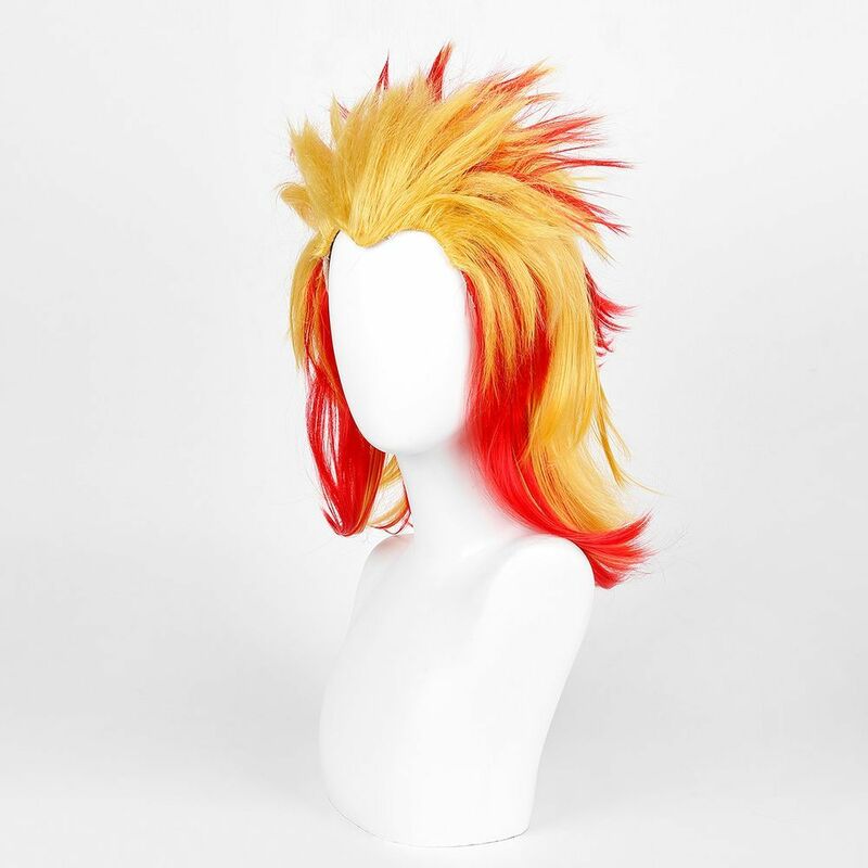 Perruques synthétiques dégradées jaunes et rouges Cosplay, cheveux