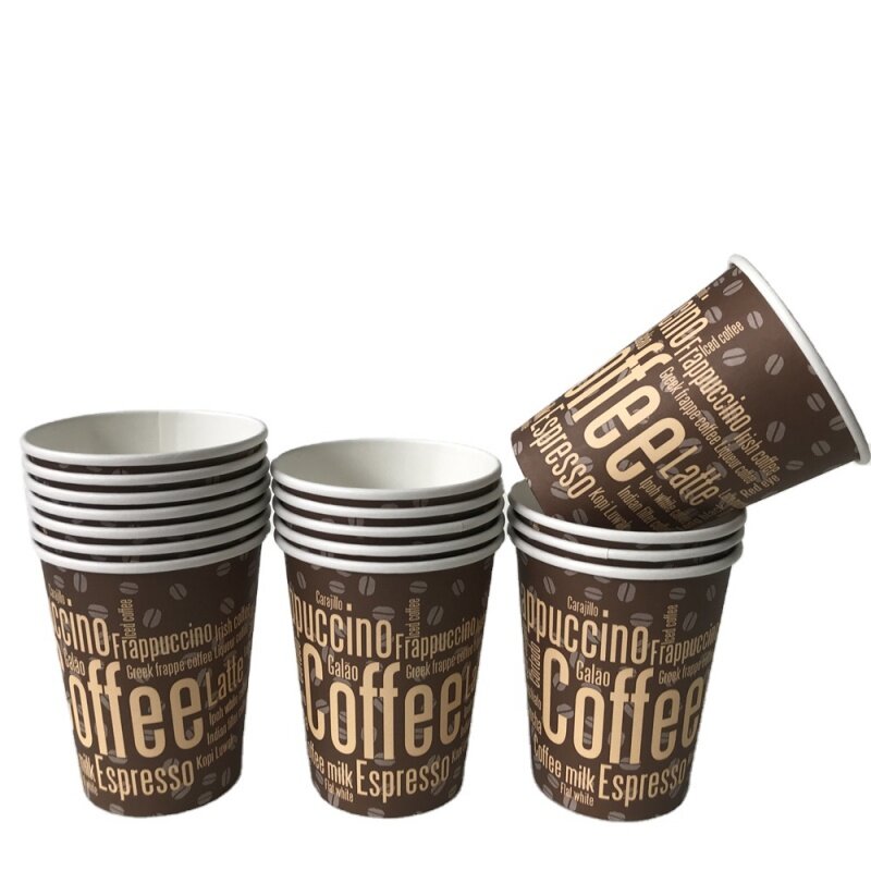 Produk kustom kualitas makanan 8oz cangkir kertas berlapis Pe berbagai ukuran cangkir kakao panas kopi cangkir dinding tunggal sekali pakai