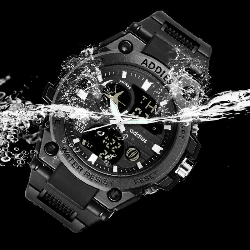 Addies Montre bracelet à quartz étanche pour homme montres de sport chronographe Shoous marque supérieure date et semaine mode de luxe