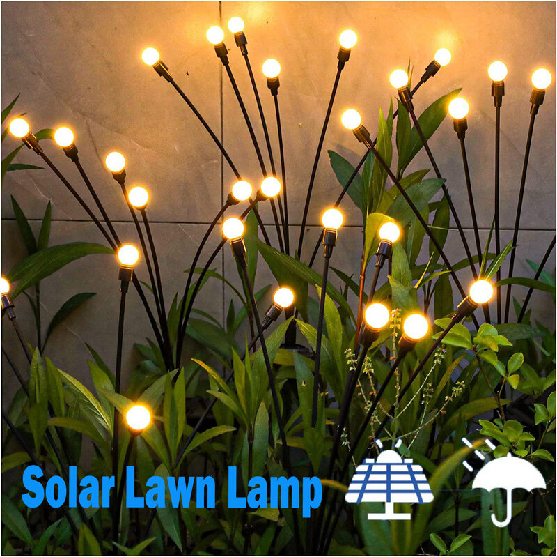 Luz LED Solar para decoración de jardín al aire libre, luces de paisaje, fuegos artificiales, lámparas de césped, casa de campo, terraza, balcón