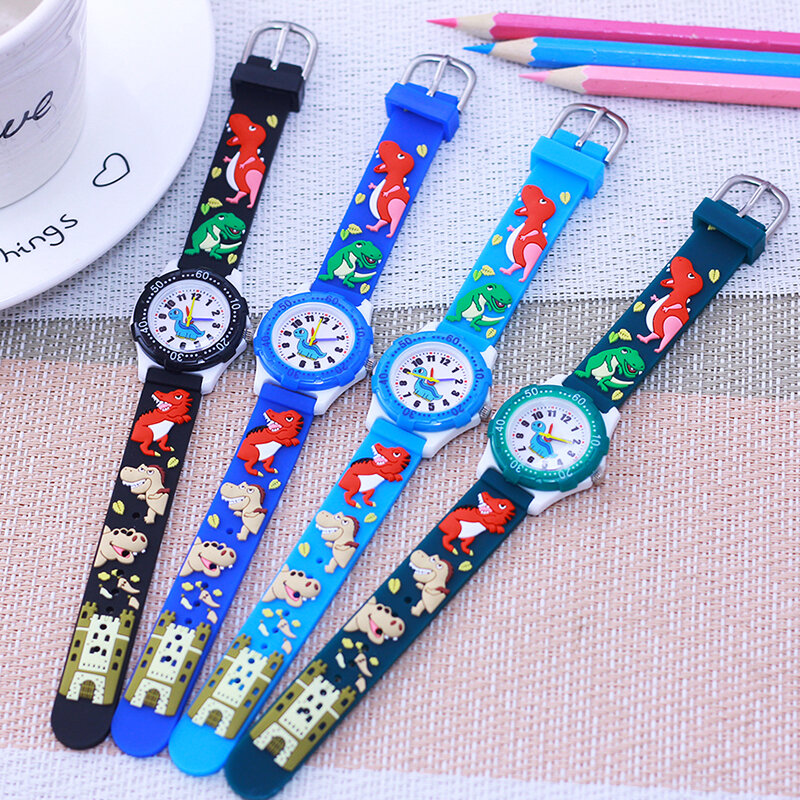 Cartoon Dinosaur Silicone Strap Face Rotate Dial Children Boys Girls Personality Fashion Cool Sports Resin Face Anti-fall Watch