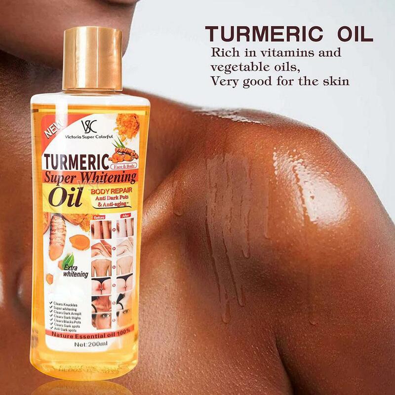 Olio essenziale di curcuma da 200ml 400ml per viso e corpo Anti macchie scure Anti invecchiamento olio naturale al 100% sbiancante e idratante per la pelle