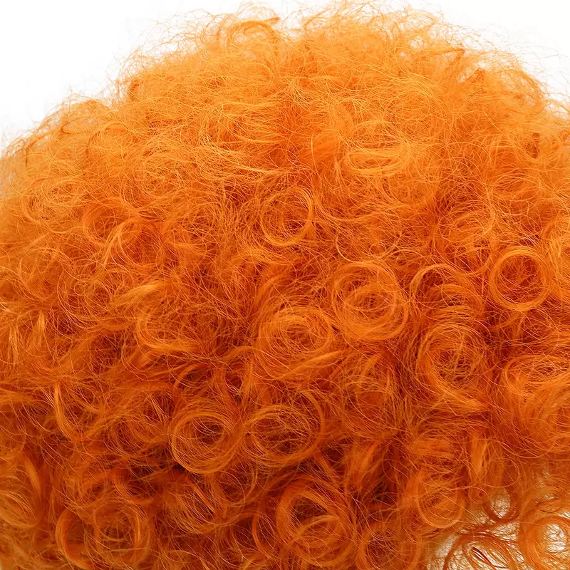 Pelucas de pelo sintético para hombre, disfraz de fiesta, Navidad, Halloween, naranja ondulado