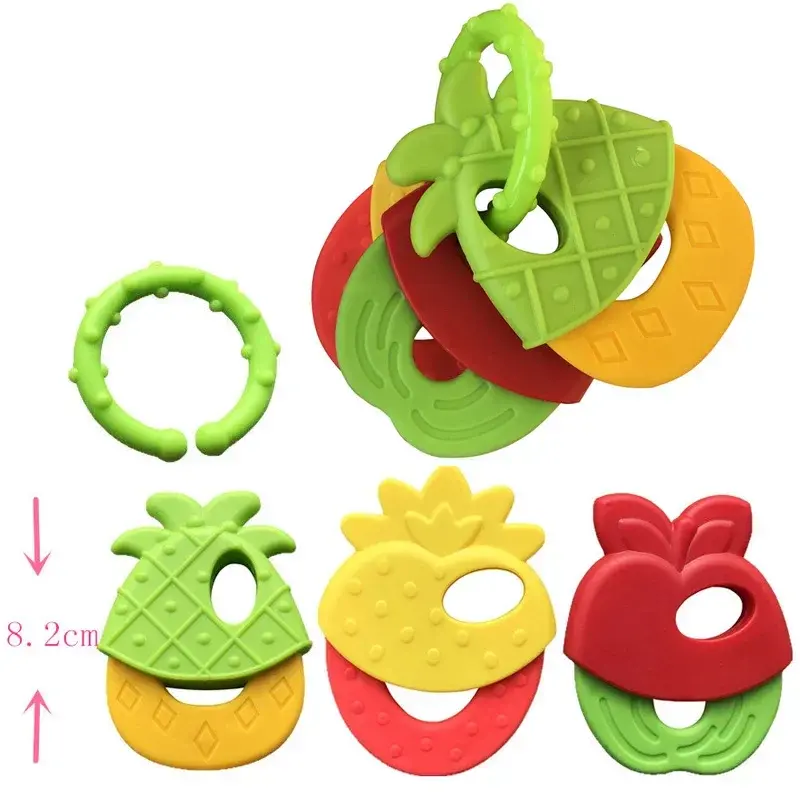Silicone Teethers for Baby Things Newborn Chews Food Grade Teethers Training Bed Toy  Baby fruit item Feeding Infant Rattle