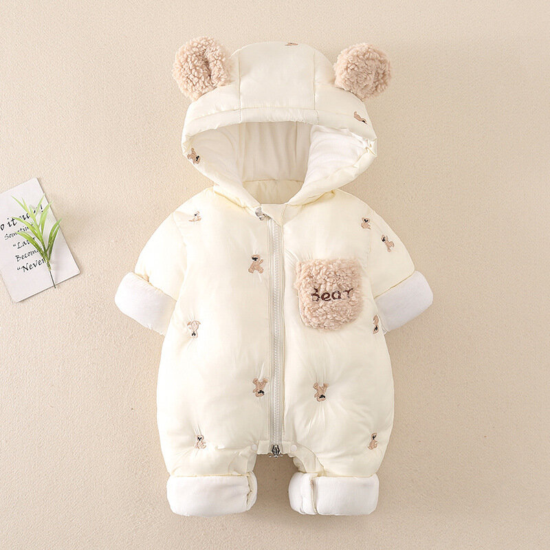 AYNIGIELL-Mono de invierno para bebé, pelele grueso y cálido con capucha en el interior, ropa de abrigo para recién nacido, niño y niña