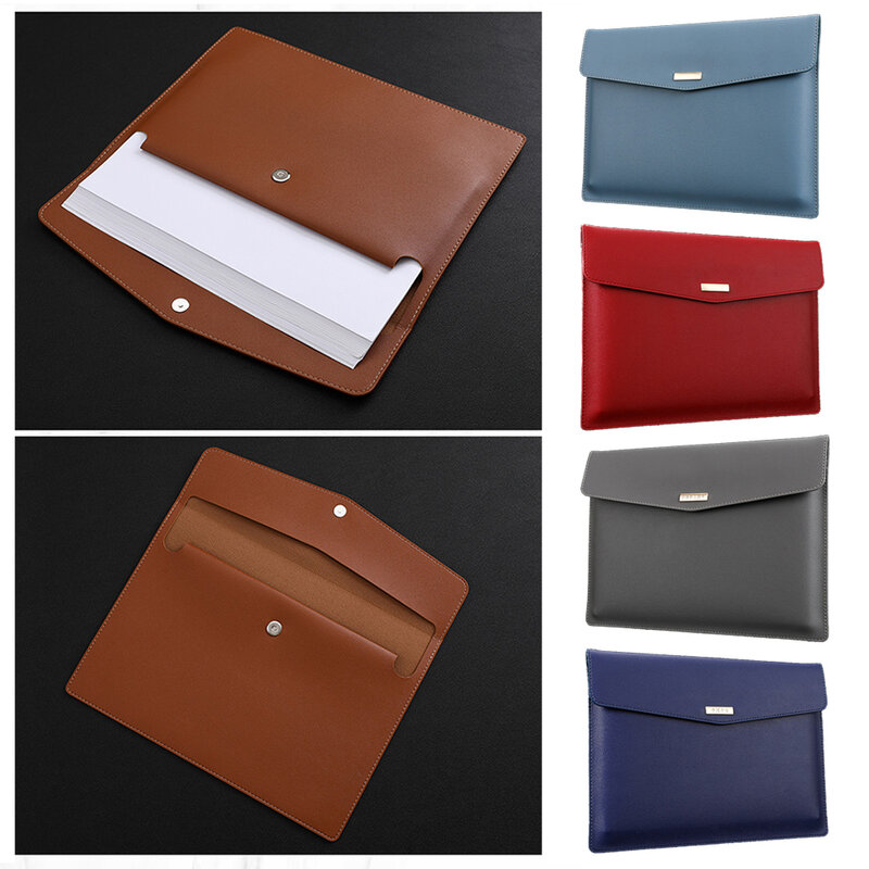 A4 Faux Leather File Folder Portable Data Package Document Bag Large Capacity Briefcase Data Contract Package Document Organiser