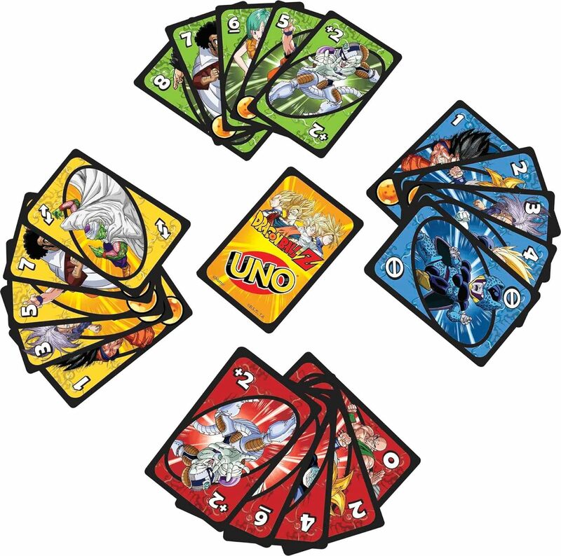 Mattel Games UNO Dragon Ball Z Card Game for Family Night Featuring Tv Show Themed Graphics and a Special Rule for 2-10 Players