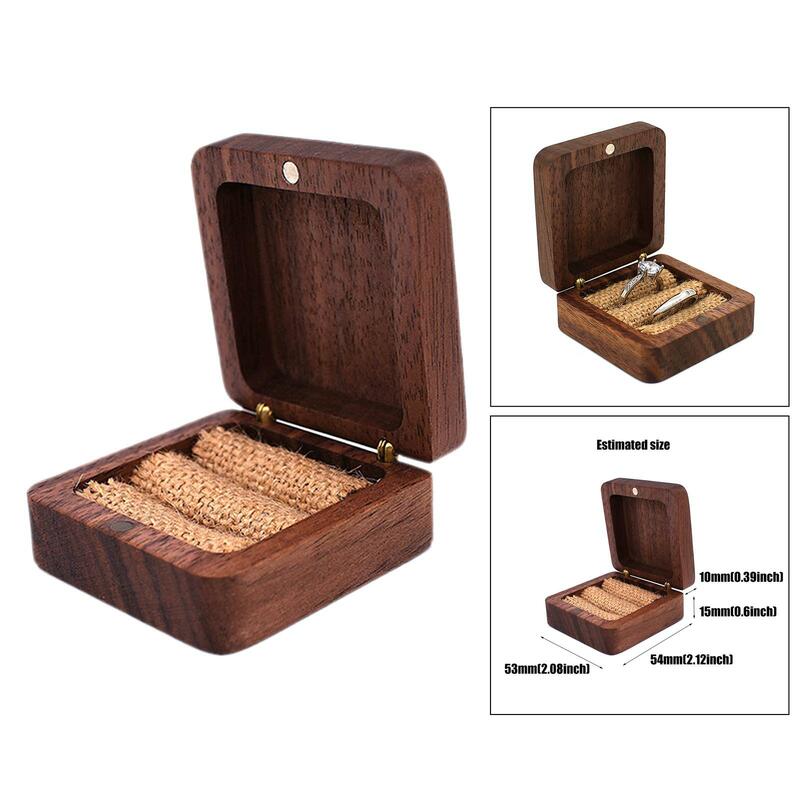 Walnut Wood Rings Bearer Box Holder for Engagement and Proposals Jewelry Box