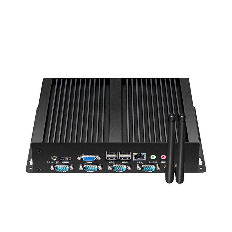 Mini PC industriel sans ventilateur, Intel Celeron 10ino U 4x COM RS232 DB9 8x USB HDMI VGA Gigabit LAN Windows XP/7/8/10 Linux IPC