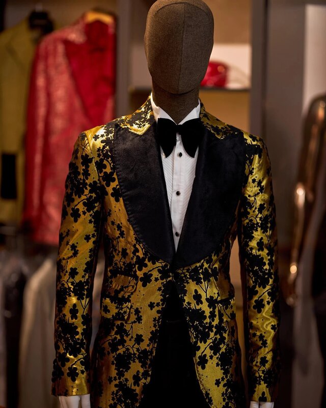 Новый мужской роскошный костюм с цветочным принтом, смокинги с заостренными лацканами для свадьбы, выпускного вечера, вечеринки, куртка Ternos Masculino