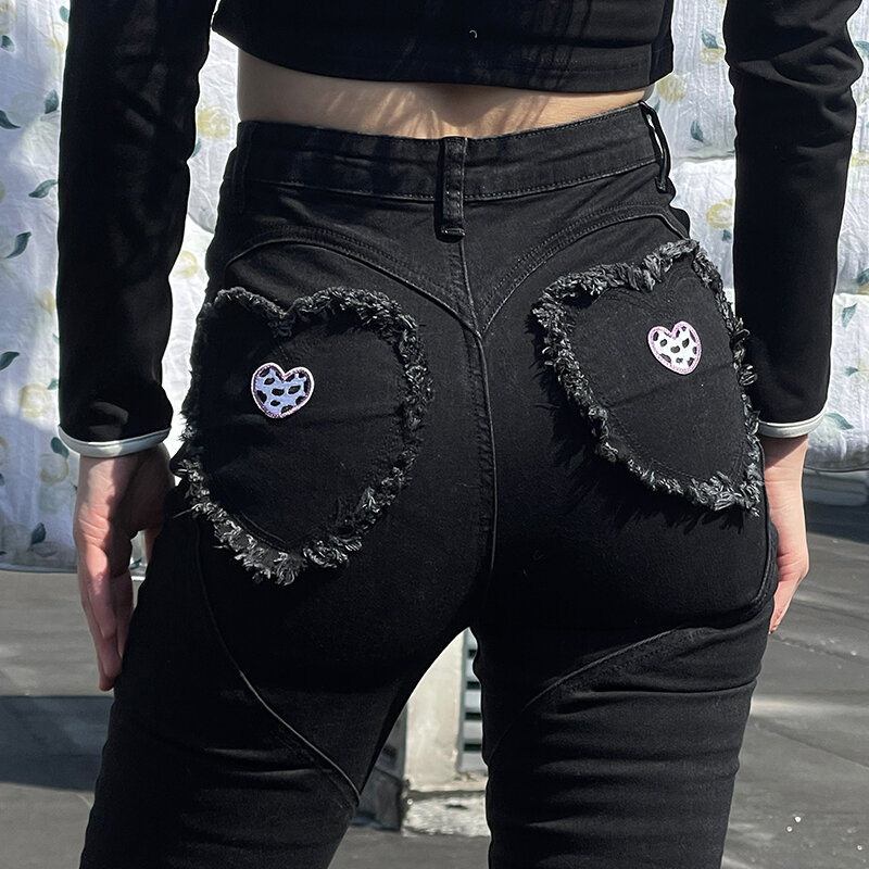 Облегающие американские ретро штаны с коровьим сердцем для подтяжки бедер для похудения и высокой посадки джинсовые шорты женские