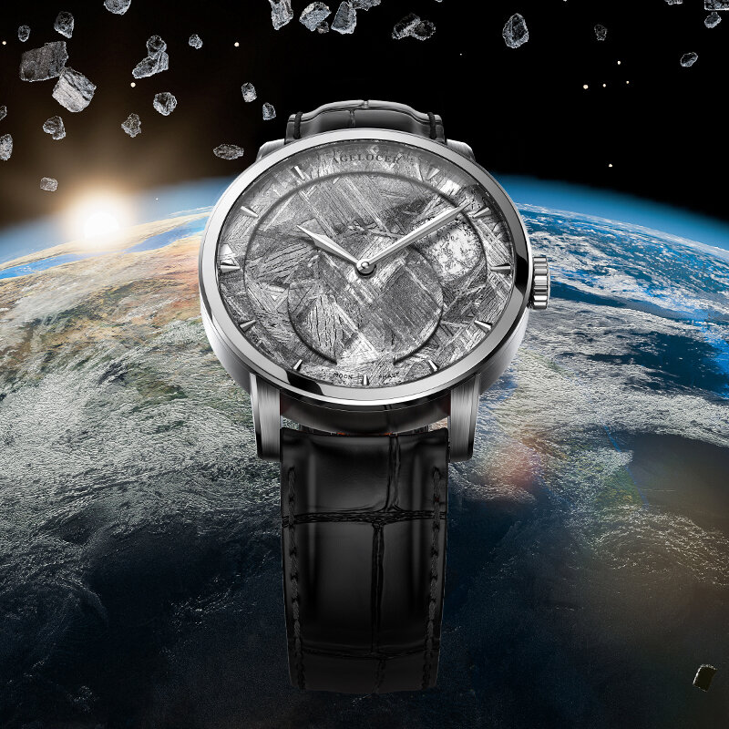 AGELOCER-Relógio de Meteorito Masculino, Safira Automática, Relógio Mecânico, Power Reserve, 80h, Top Brand, Designer, Suíça