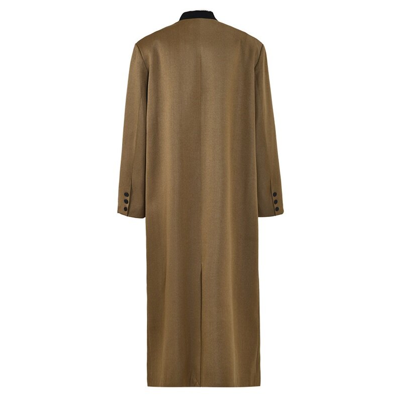Trench coat retrô decote em v feminino, casaco de vento trespassado, versão coreana, preto único, marrom, tops de manga comprida, nova chegada em estoque