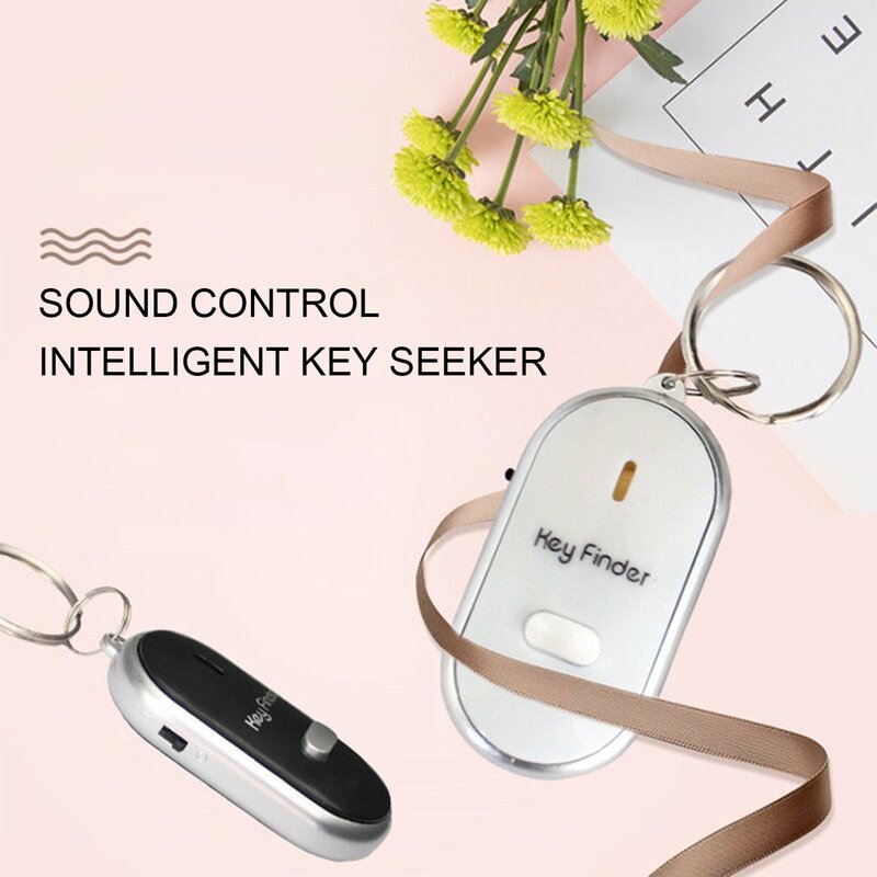 Hot LED Whistle Key Finder Flashing Beeping Sound Control Alarm Anti-Lost Key Locator Finder Tracker with Key Ring