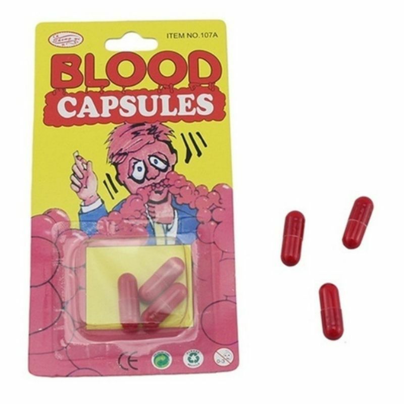 6 Teile/satz Realistische Gefälschte Blut Pillen für Vampir Kapseln Horror Scary Funny Tric