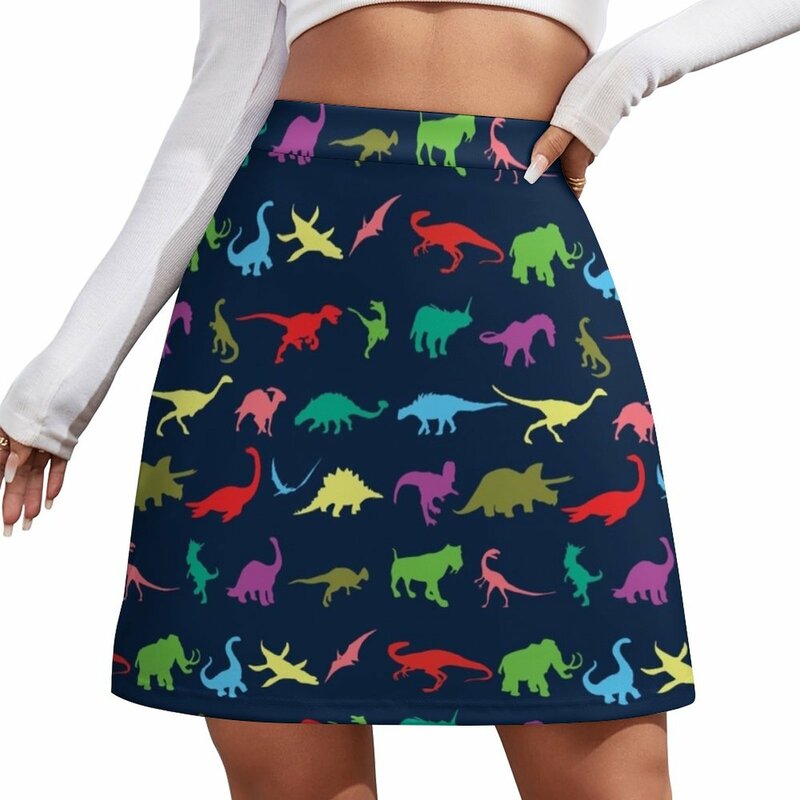 Minifalda colorida de dinosaurio para mujer, Falda corta, tendencia 2023