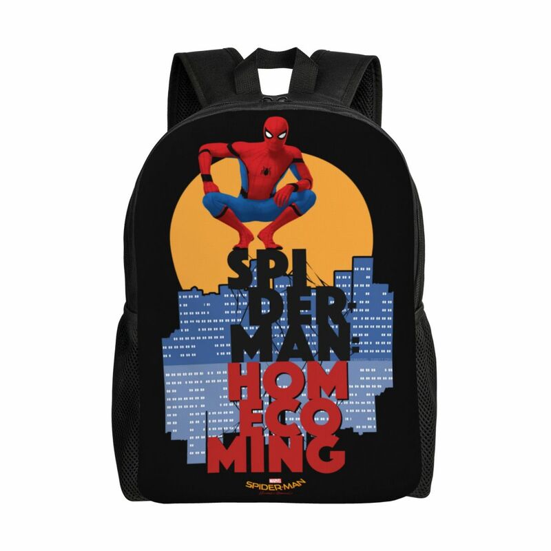 Ransel Laptop kustom Spider-Man Cityscape Pria Wanita tas buku dasar untuk tas sekolah siswa kuliah