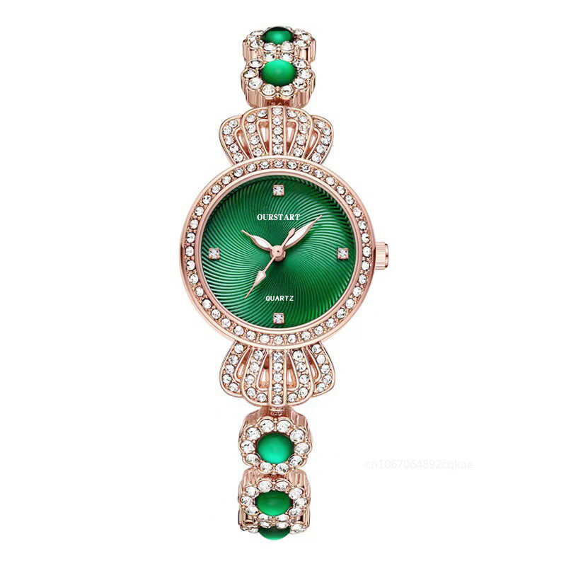 Jam tangan wanita mewah jam tangan Quartz Hijau jam tangan berlian imitasi jam tangan wanita Reloj Para Mujer jam tangan wanita memesan jam untuk wanita Empang cepat