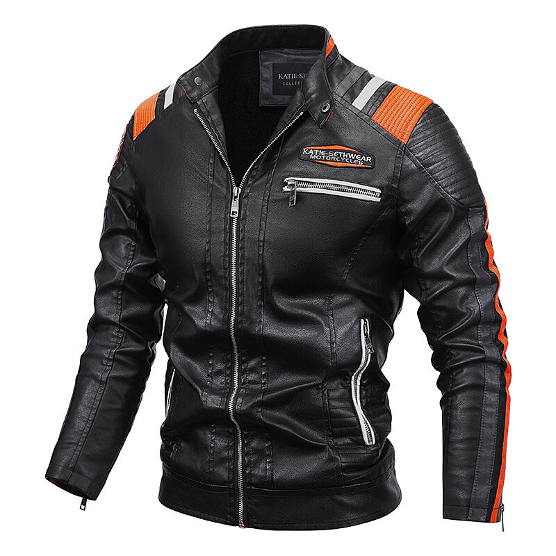 Veste de moto en cuir PU pour hommes, col montant, coupe-vent décontracté, manteau mince, mode de rue, sourire d'hiver, 2023
