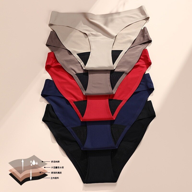 Anti-lado vazamento underwear, feminino período menstrual underwear, tamanho grande, quatro camadas