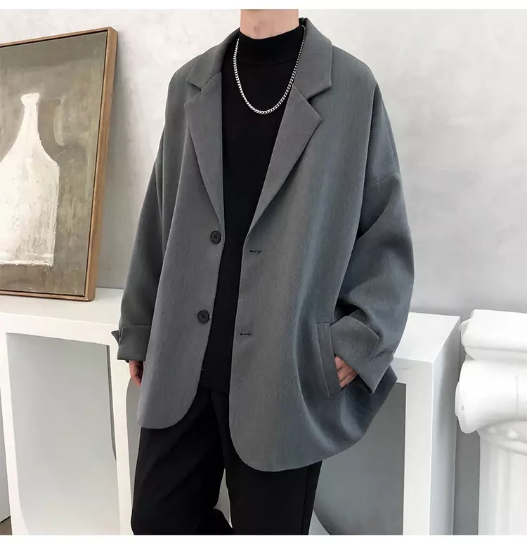 Spring New Trend Men Leisure Trendy Loose Suit Jackets Male Retro Daily Ins Streetwear All-match Simple Suit-tops Outerwear
